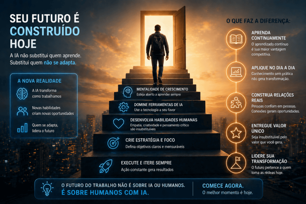 A IA não substitui quem aprende. Substitui quem não se adapta.